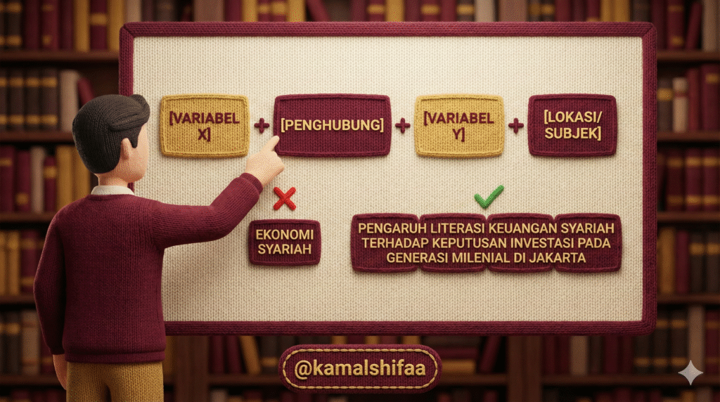 Judul Skripsi - Formula menyusun kalimat judul penelitian yang efektif dan spesifik.