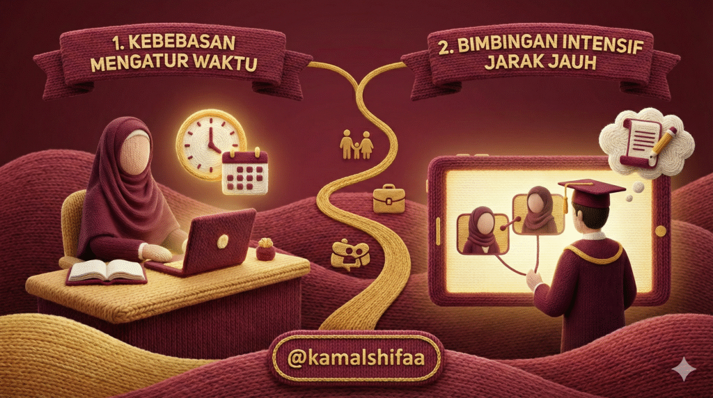 program s3 online suasana diskusi virtual antara dosen dan mahasiswa.