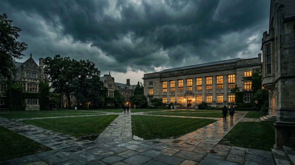 Gedung universitas akademik menaungi proses belajar sosiologi pendidikan.
