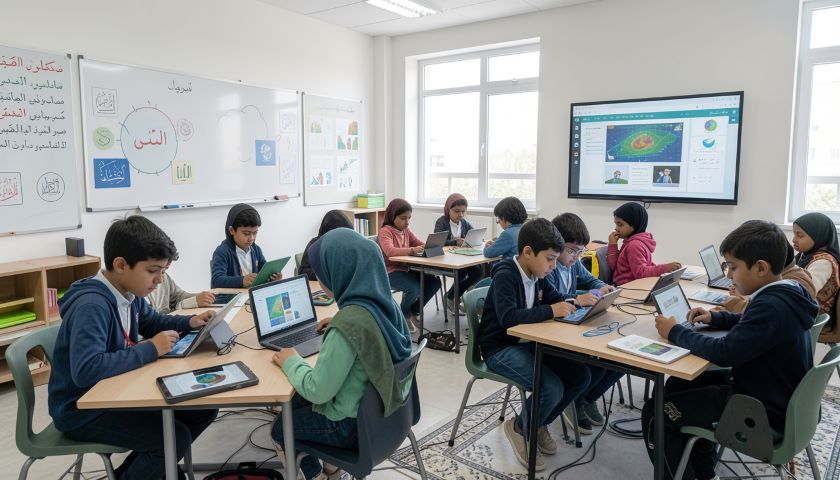 anak sekolah menggunakan teknologi digital dalam pembelajaran
