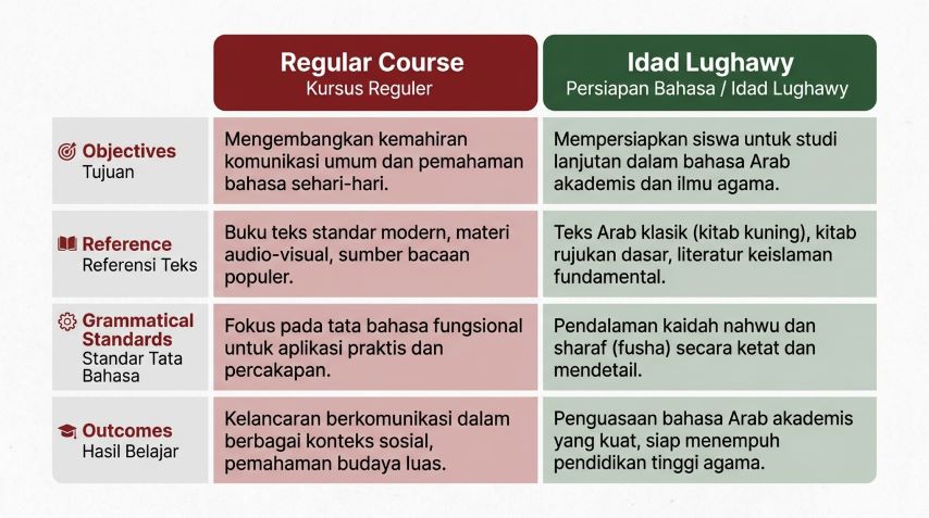 empat perbedaan utama idad lughawy dan kursus bahasa arab biasa
