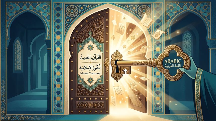 ilustrasi konseptual bahasa arab sebagai kunci memahami islam secara langsung