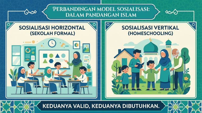 perbedaan sosialisasi horizontal sekolah formal dan sosialisasi vertikal homeschooling