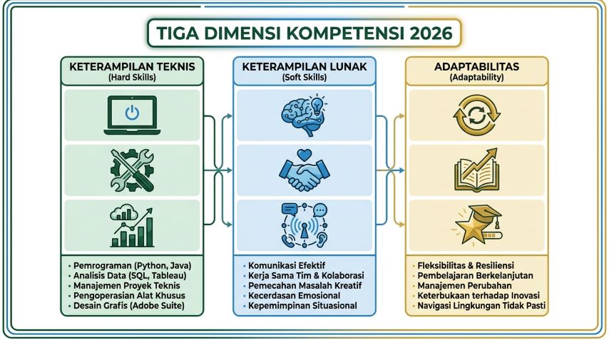 infografis tiga dimensi kompetensi yang paling dicari perusahaan indonesia 2026